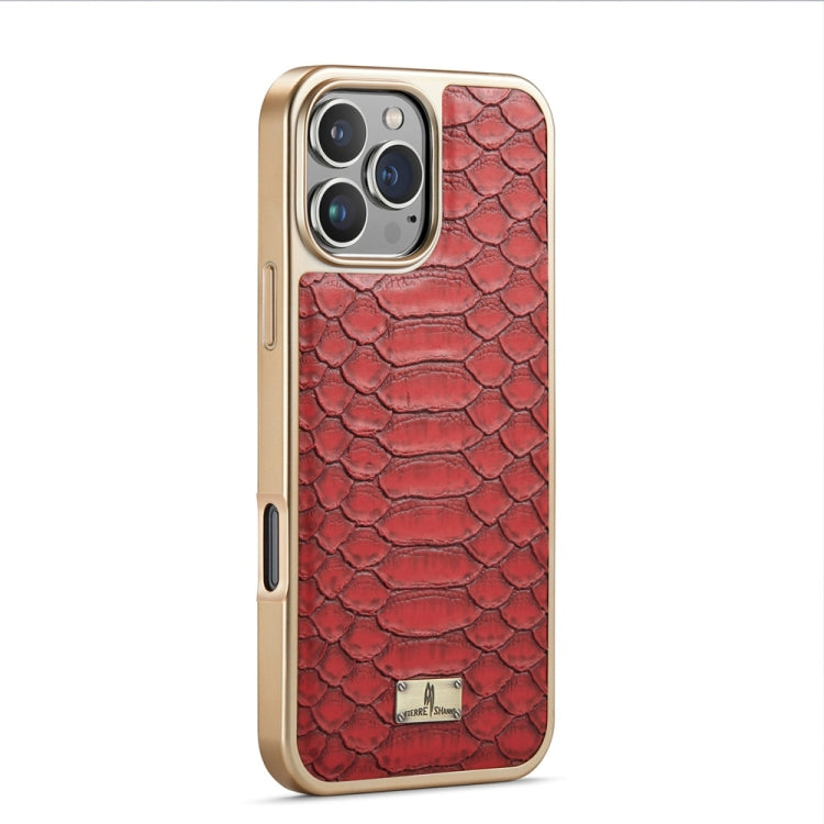 For iPhone 16 Pro Max Fierre Shann Python Texture Electroplating PU Phone Case(Red) - free shipping - PMC Jewellery - Order now!