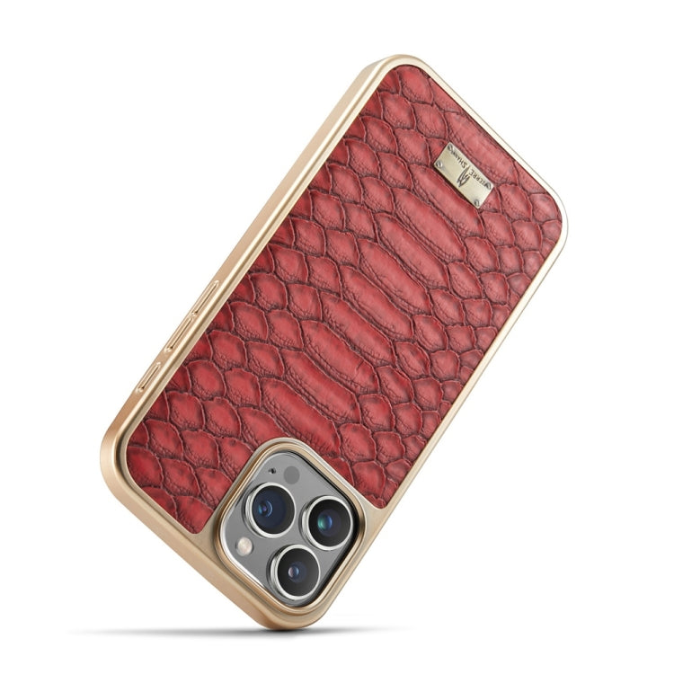 For iPhone 16 Pro Max Fierre Shann Python Texture Electroplating PU Phone Case(Red) - iPhone 16 Pro Max Cases by FIERRE SHANN | Online Shopping South Africa | PMC Jewellery | Buy Now Pay Later Mobicred