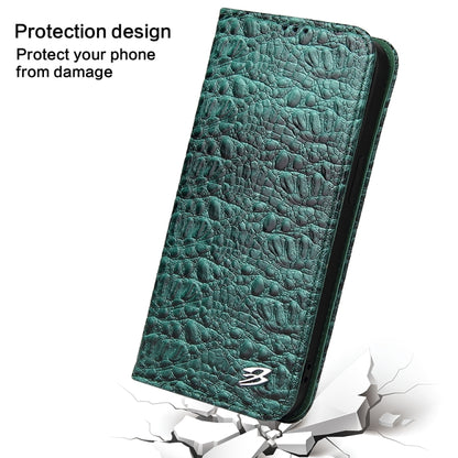 For iPhone 16 Plus Fierre Shann Crocodile Texture Magnetic Genuine Leather Phone Case(Green) - iPhone 16 Plus Cases by FIERRE SHANN | Online Shopping South Africa | PMC Jewellery | Buy Now Pay Later Mobicred