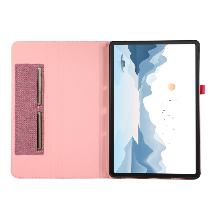 For Lenovo Tab P12 Horizontal Flip TPU + Fabric PU Leather Tablet Case(Rose Red) - Lenovo by PMC TechLife | Online Shopping South Africa | PMC TechLife | Buy Now Pay Later Mobicred