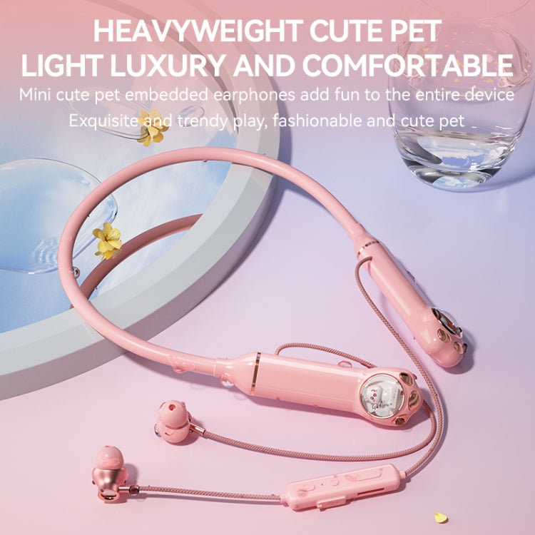 K1692 Meow Planet Neck-mounted Noise Reduction Sports Bluetooth Earphones(White) - Neck-mounted Earphone by PMC Jewellery | Online Shopping South Africa | PMC Jewellery | Buy Now Pay Later Mobicred