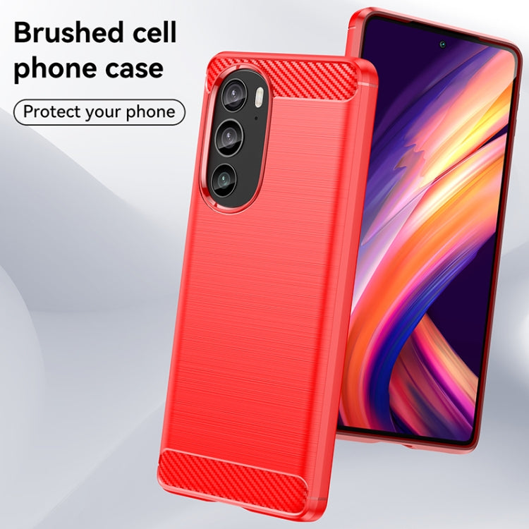 For Motorola Edge+ 2022 Brushed Texture Carbon Fiber TPU Phone Case(Red) - Motorola Cases by PMC TechLife | Online Shopping South Africa | PMC TechLife | Buy Now Pay Later Mobicred
