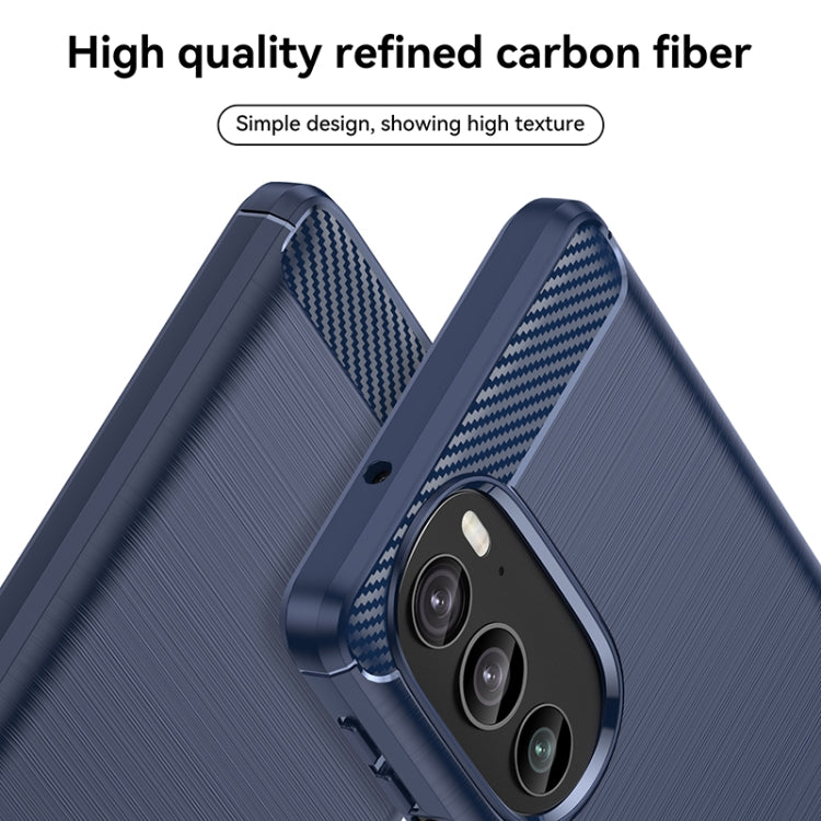 For Motorola Edge+ 2022 Brushed Texture Carbon Fiber TPU Phone Case(Blue) - Motorola Cases by PMC TechLife | Online Shopping South Africa | PMC TechLife | Buy Now Pay Later Mobicred
