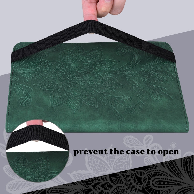 For Samsung Galaxy Tab S9 Lace Flower Embossing Pattern Leather Tablet Case(Green) - free shipping - PMC Jewellery - Order now!