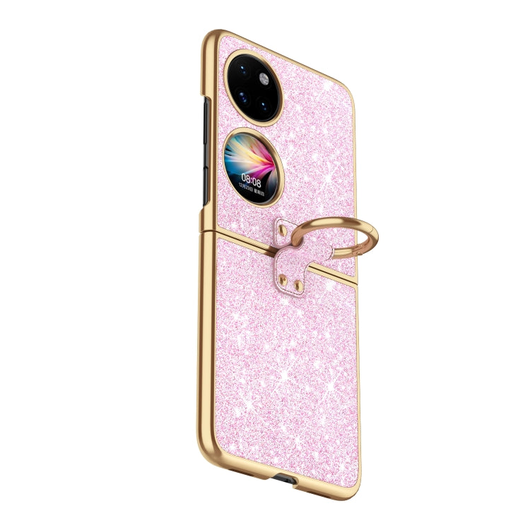 For Huawei P50 Pocket Plating Gradient Color Glitter Phone Case With Ring Holder(Pink) - Huawei Cases by PMC TechLife | Online Shopping South Africa | PMC TechLife | Buy Now Pay Later Mobicred