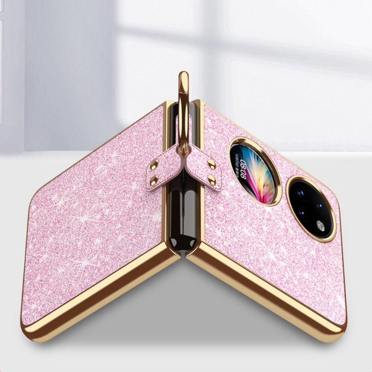 For Huawei P50 Pocket Plating Gradient Color Glitter Phone Case With Ring Holder(Pink) - Huawei Cases by PMC TechLife | Online Shopping South Africa | PMC TechLife | Buy Now Pay Later Mobicred