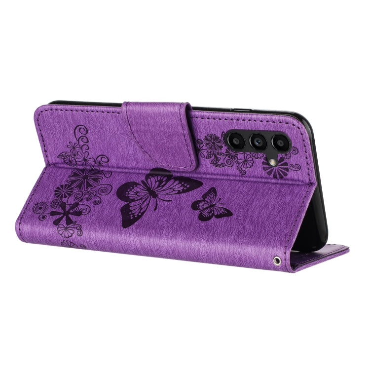 For Samsung Galaxy A15 Butterfly Embossed Flip Leather Phone Case(Purple) - Galaxy Phone Cases by PMC TechLife | Online Shopping South Africa | PMC TechLife