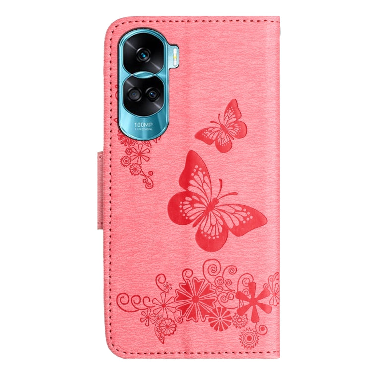 For Honor 90 Lite Butterfly Embossed Flip Leather Phone Case(Pink) - Honor Cases by PMC Jewellery | Online Shopping South Africa | PMC Jewellery