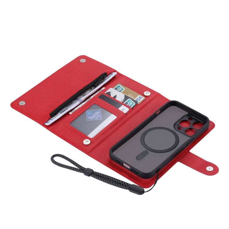 For iPhone 13 Pro Max ViLi GHB Series MagSafe Magnetic Zipper Leather Phone Case(Red) - free shipping - PMC Jewellery - Order now!
