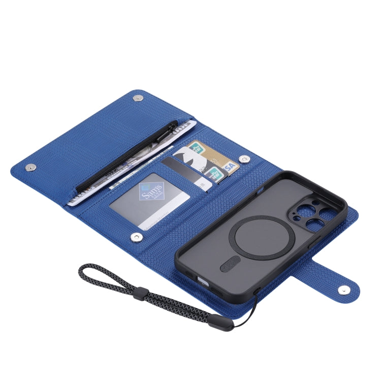 For iPhone 14 ViLi GHB Series MagSafe Magnetic Zipper Leather Phone Case(Blue) - free shipping - PMC Jewellery - Order now!