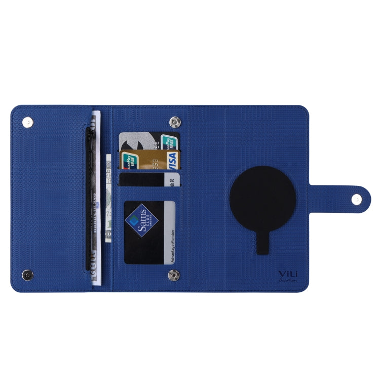 For iPhone 14 ViLi GHB Series MagSafe Magnetic Zipper Leather Phone Case(Blue) - free shipping - PMC Jewellery - Order now!