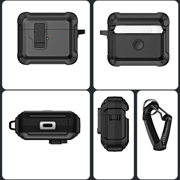 For AirPods 3 TPU + PC Wireless Bluetooth Earphone Protective Case with Switch Lock & Hook(Blue) - For AirPods 3 by PMC Jewellery | Online Shopping South Africa | PMC Jewellery | Buy Now Pay Later Mobicred