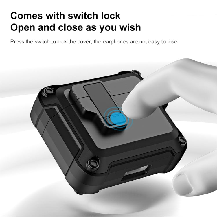 For AirPods 3 TPU + PC Wireless Bluetooth Earphone Protective Case with Switch Lock & Hook(Red) - For AirPods 3 by PMC Jewellery | Online Shopping South Africa | PMC Jewellery | Buy Now Pay Later Mobicred