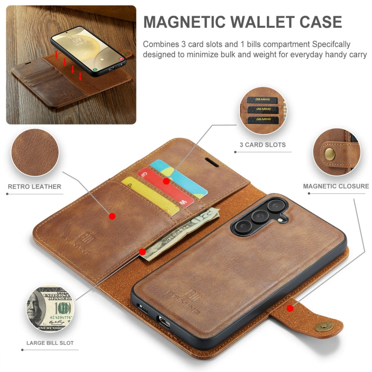 For Samsung Galaxy S24 5G DG.MING Crazy Horse Texture Detachable Magnetic Leather Case(Brown) - free shipping - PMC Jewellery - Order now!