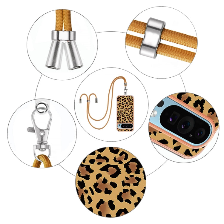 For Google Pixel 9 Pro XL Electroplating Dual-side IMD Phone Case with Lanyard(Leopard Print) - Google Cases by PMC Jewellery | Online Shopping South Africa | PMC Jewellery | Buy Now Pay Later Mobicred