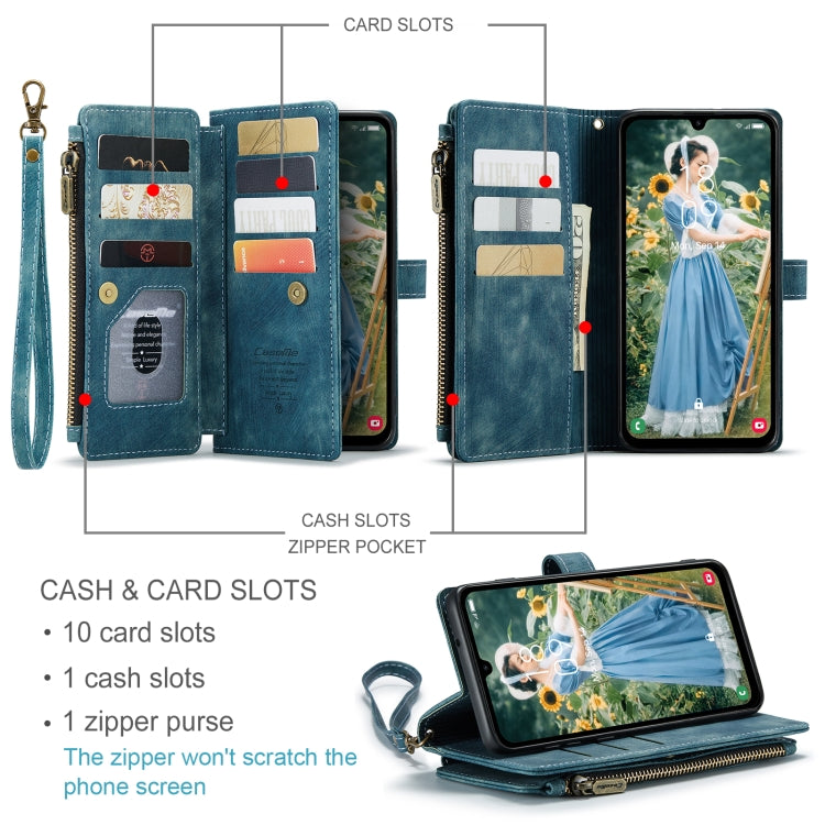 For Samsung Galaxy A15 CaseMe C30 Card Slots Zipper Wallet Leather Phone Case(Blue) - Galaxy Phone Cases by CaseMe | Online Shopping South Africa | PMC Jewellery | Buy Now Pay Later Mobicred