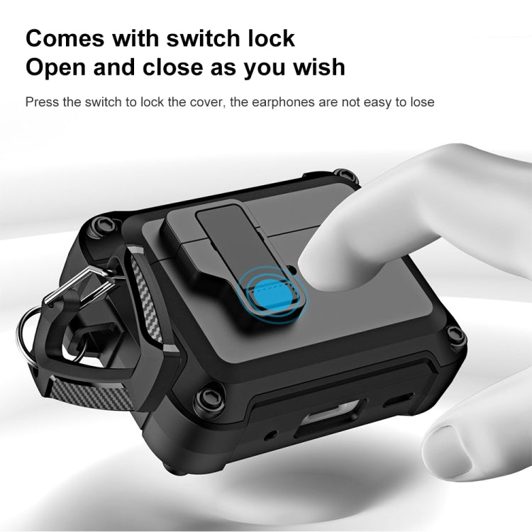 For AirPods Pro 2 TPU + PC Wireless Bluetooth Earphone Protective Case with Switch Lock & Hook(Black) - For AirPods Pro 2 by PMC TechLife | Online Shopping South Africa | PMC TechLife