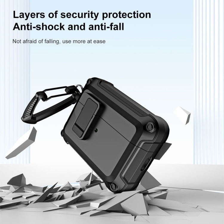 For AirPods Pro 2 TPU + PC Wireless Bluetooth Earphone Protective Case with Switch Lock & Hook(Red) - For AirPods Pro 2 by PMC Jewellery | Online Shopping South Africa | PMC Jewellery | Buy Now Pay Later Mobicred