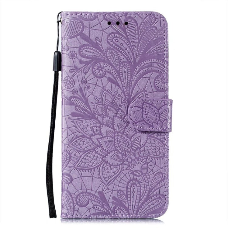 For iPhone 16 Lace Flower Embossing Flip Leather Phone Case(Purple) - free shipping - PMC TechLife - Order now!