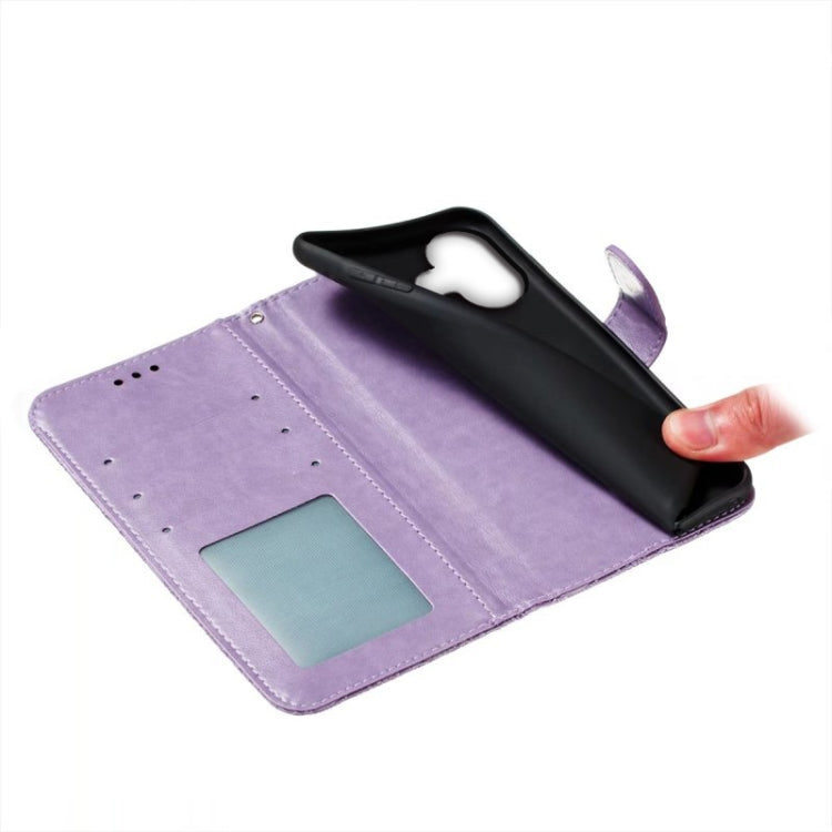 For iPhone 16 Lace Flower Embossing Flip Leather Phone Case(Purple) - free shipping - PMC TechLife - Order now!