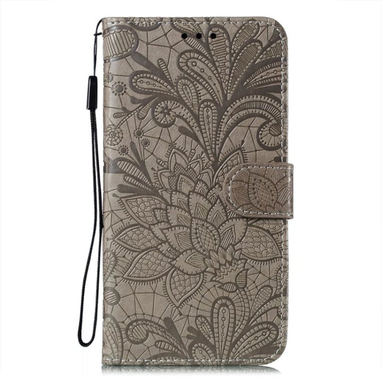 For iPhone 16 Pro Max Lace Flower Embossing Flip Leather Phone Case(Grey) - iPhone 16 Pro Max Cases by PMC TechLife | Online Shopping South Africa | PMC TechLife | Buy Now Pay Later Mobicred