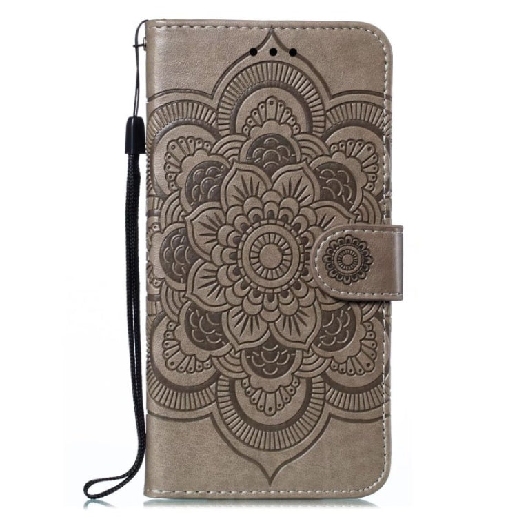 For iPhone 16 Mandala Embossing Pattern Horizontal Flip Leather Phone Case(Gray) - iPhone 16 Cases by PMC Jewellery | Online Shopping South Africa | PMC Jewellery | Buy Now Pay Later Mobicred