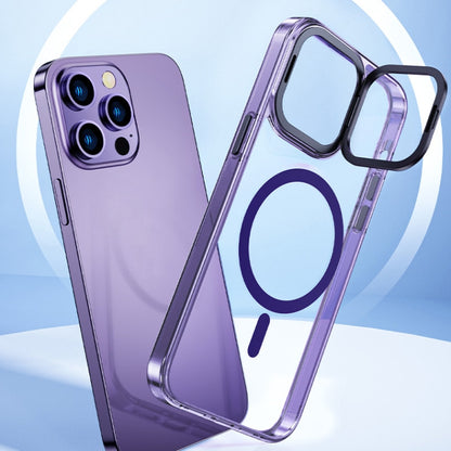 For iPhone 14 Pro Max MagSafe Magnetic Invisible Holder Transparent Phone Case(Purple) - iPhone 14 Pro Max Cases by PMC Jewellery | Online Shopping South Africa | PMC Jewellery