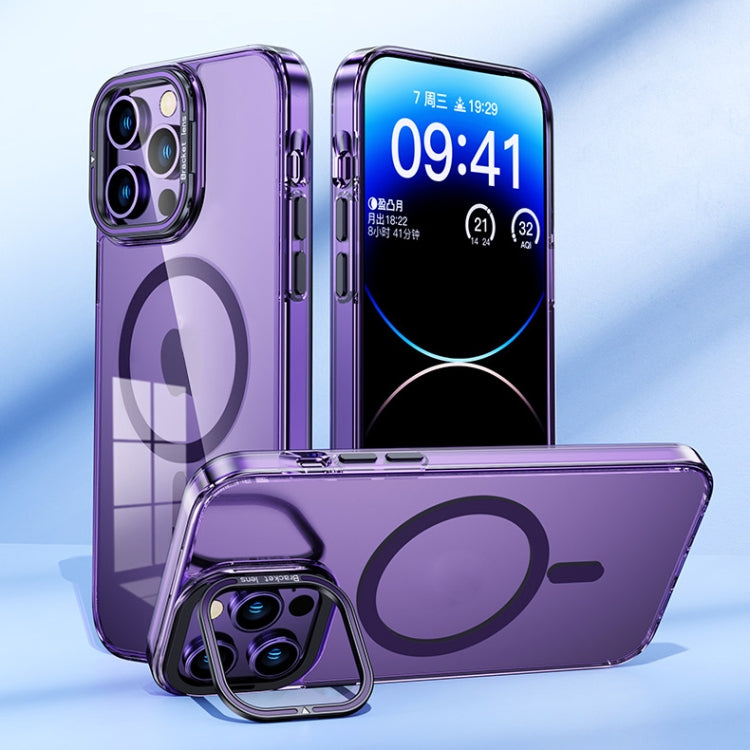 For iPhone 14 MagSafe Magnetic Invisible Holder Transparent Phone Case(Silver) - iPhone 14 Cases by PMC TechLife | Online Shopping South Africa | PMC TechLife