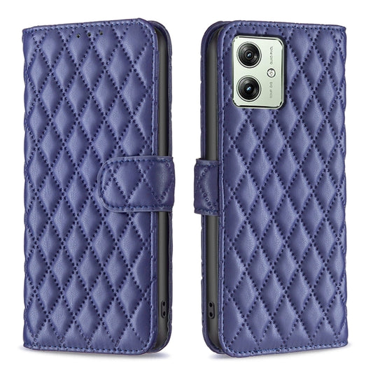 For Motorola Moto G54 5G EU Edition Diamond Lattice Wallet Flip Leather Phone Case(Blue) - Motorola Cases by PMC Jewellery | Online Shopping South Africa | PMC Jewellery | Buy Now Pay Later Mobicred