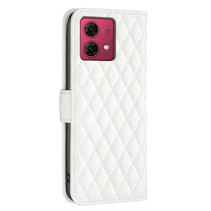 For Motorola Moto G84 Diamond Lattice Wallet Flip Leather Phone Case(White) - Motorola Cases by PMC Jewellery | Online Shopping South Africa | PMC Jewellery | Buy Now Pay Later Mobicred