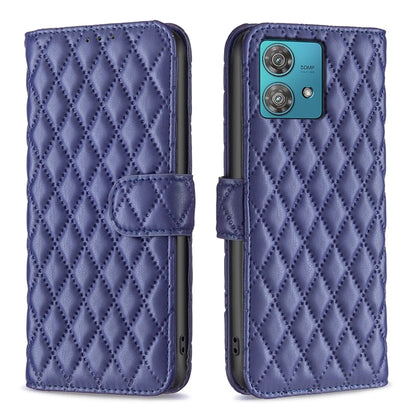 For Motorola Edge 40 Neo Diamond Lattice Wallet Flip Leather Phone Case(Blue) - Motorola Cases by PMC Jewellery | Online Shopping South Africa | PMC Jewellery | Buy Now Pay Later Mobicred