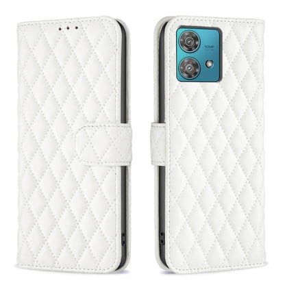 For Motorola Edge 40 Neo Diamond Lattice Wallet Flip Leather Phone Case(White) - Motorola Cases by PMC Jewellery | Online Shopping South Africa | PMC Jewellery | Buy Now Pay Later Mobicred