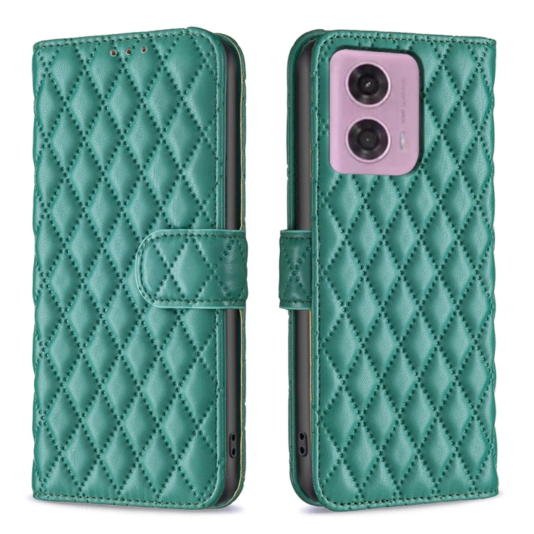 For Motorola Moto G34 5G Diamond Lattice Wallet Flip Leather Phone Case(Green) - Motorola Cases by PMC Jewellery | Online Shopping South Africa | PMC Jewellery | Buy Now Pay Later Mobicred