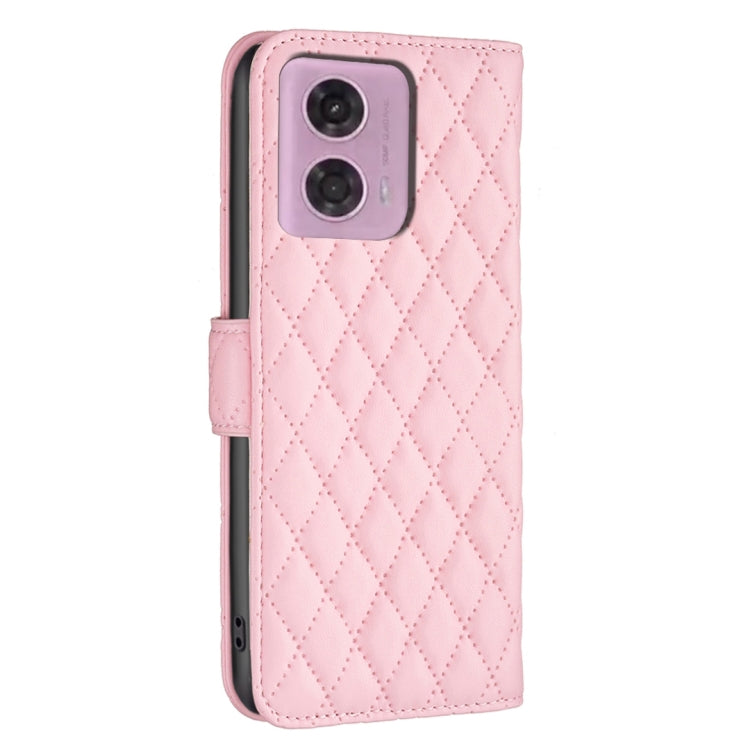 For Motorola Moto G24 Diamond Lattice Wallet Flip Leather Phone Case(Pink) - Motorola Cases by PMC Jewellery | Online Shopping South Africa | PMC Jewellery | Buy Now Pay Later Mobicred