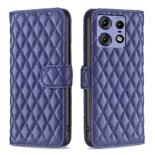 For Motorola Edge 50 Pro 5G Diamond Lattice Wallet Flip Leather Phone Case(Blue) - Motorola Cases by PMC Jewellery | Online Shopping South Africa | PMC Jewellery | Buy Now Pay Later Mobicred