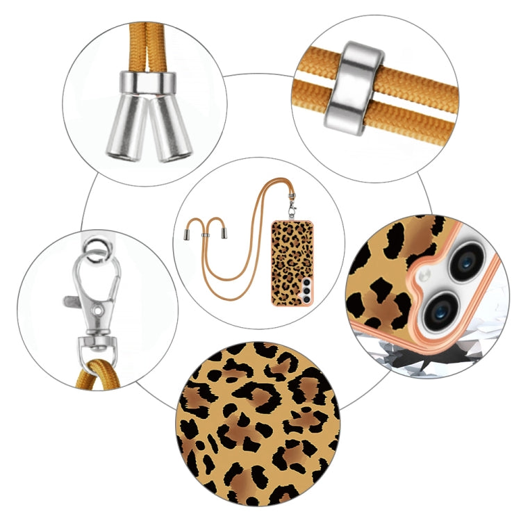 For Samsung Galaxy S23 FE 5G Electroplating Dual-side IMD Phone Case with Lanyard(Leopard Print) - Galaxy S23 FE 5G Cases by PMC TechLife | Online Shopping South Africa | PMC TechLife
