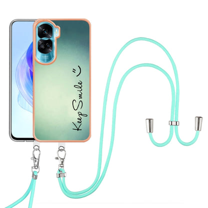 For Honor 90 Lite 5G Electroplating Dual-side IMD Phone Case with Lanyard(Smile) - Honor Cases by PMC Jewellery | Online Shopping South Africa | PMC Jewellery | Buy Now Pay Later Mobicred