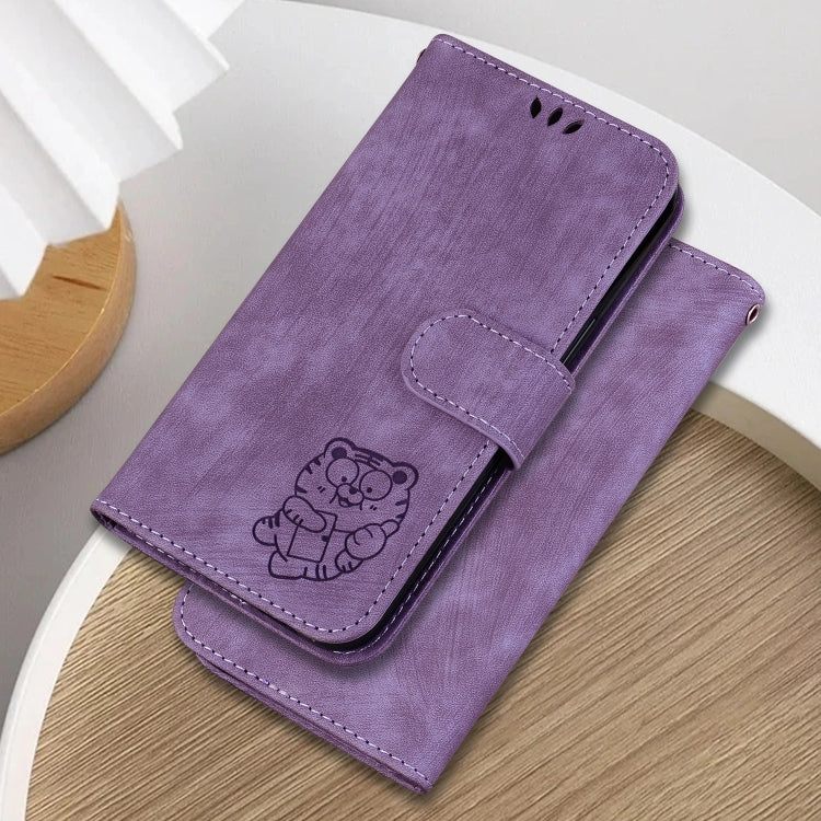 For Google Pixel 9 Little Tiger Embossed Leather Phone Case(Purple) - Google Cases by PMC TechLife | Online Shopping South Africa | PMC TechLife | Buy Now Pay Later Mobicred
