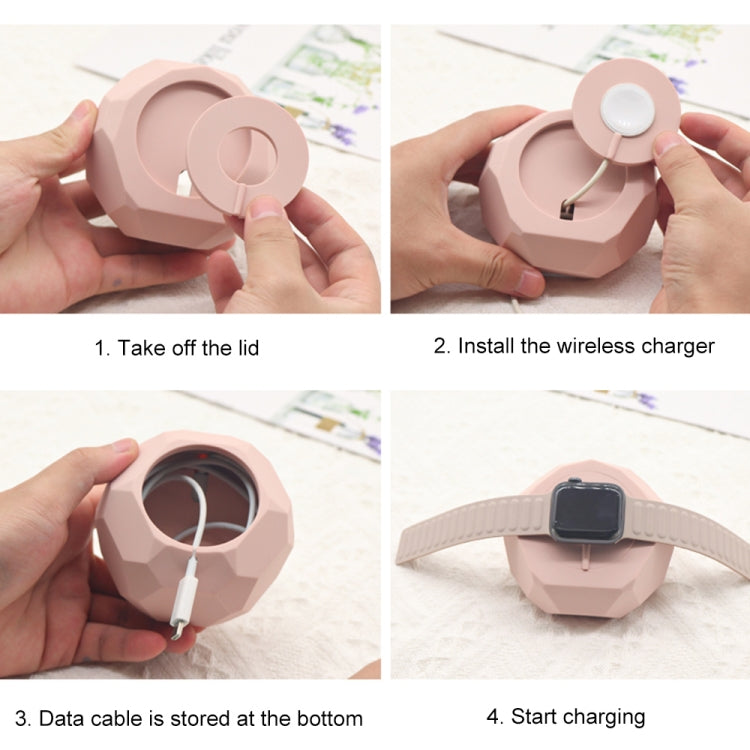 Diamond-shaped 2 in 1 Wireless Charging Silicone Base(Pink) - Charger / Holder by PMC TechLife | Online Shopping South Africa | PMC TechLife | Buy Now Pay Later Mobicred
