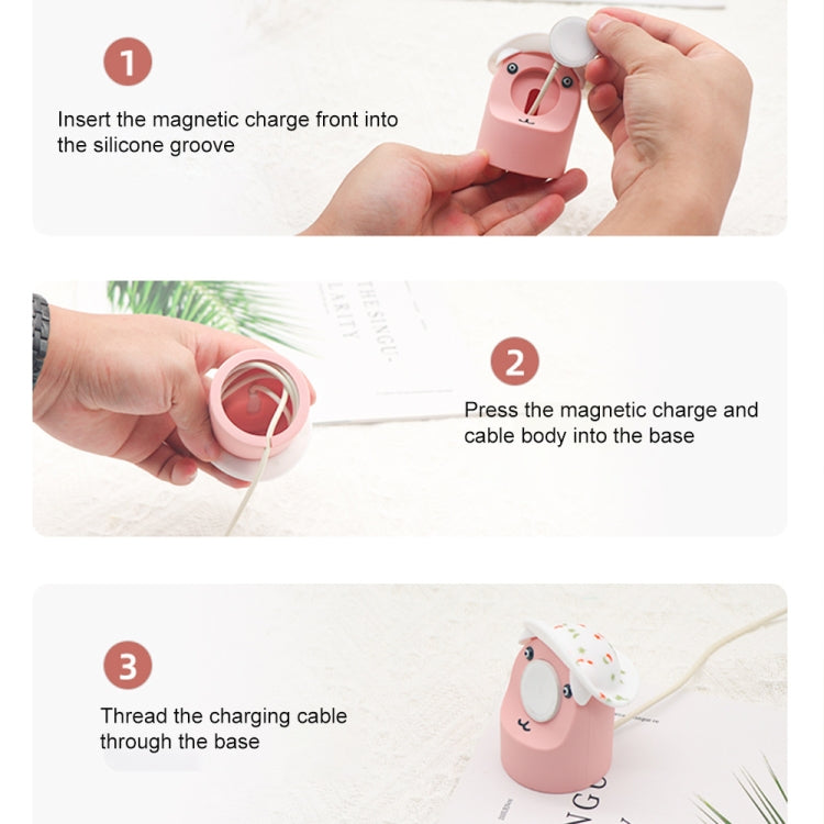 For Apple Watch Series Hat Bear Shaped Silicone Charging Base(Pink) - Charger / Holder by PMC TechLife | Online Shopping South Africa | PMC TechLife | Buy Now Pay Later Mobicred
