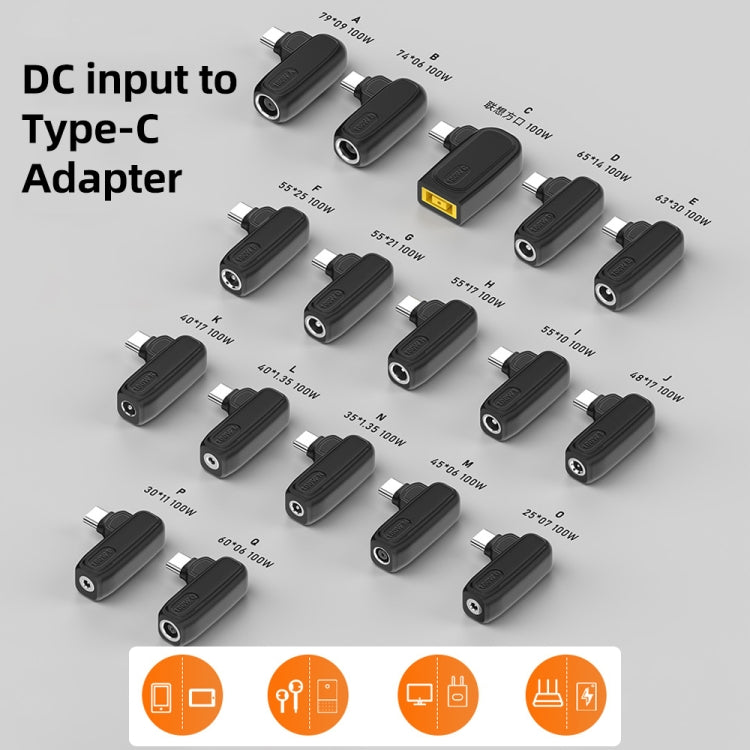 100W N 3.5X1.35mm Female to USB-C/Type-C Male Plug Charging Adapter - Universal Power Adapter by PMC TechLife | Online Shopping South Africa | PMC TechLife | Buy Now Pay Later Mobicred