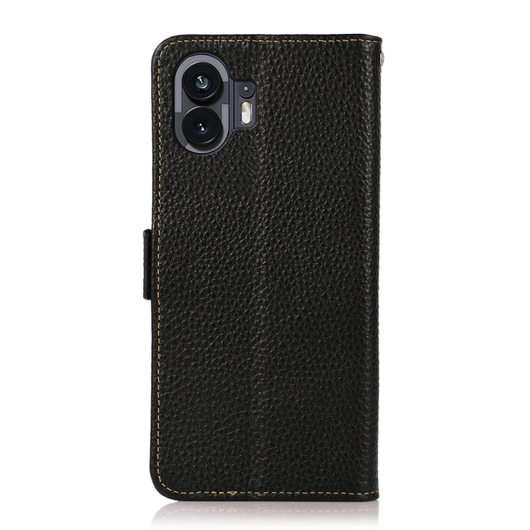 For Nothing Phone 2 KHAZNEH Side-Magnetic Litchi Genuine Leather RFID Phone Case(Black) - More Brand by PMC TechLife | Online Shopping South Africa | PMC TechLife | Buy Now Pay Later Mobicred