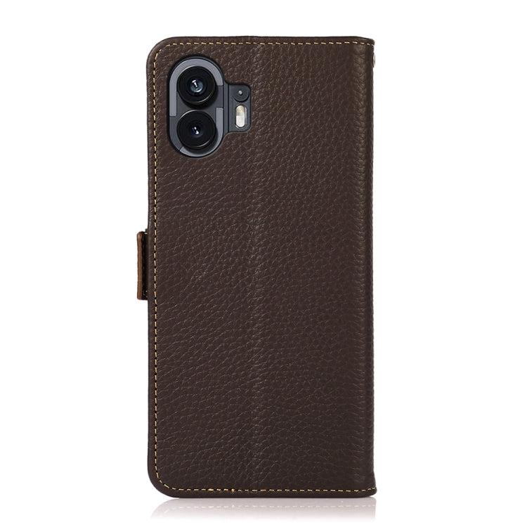 For Nothing Phone 2 KHAZNEH Side-Magnetic Litchi Genuine Leather RFID Phone Case(Brown) - More Brand by PMC TechLife | Online Shopping South Africa | PMC TechLife | Buy Now Pay Later Mobicred