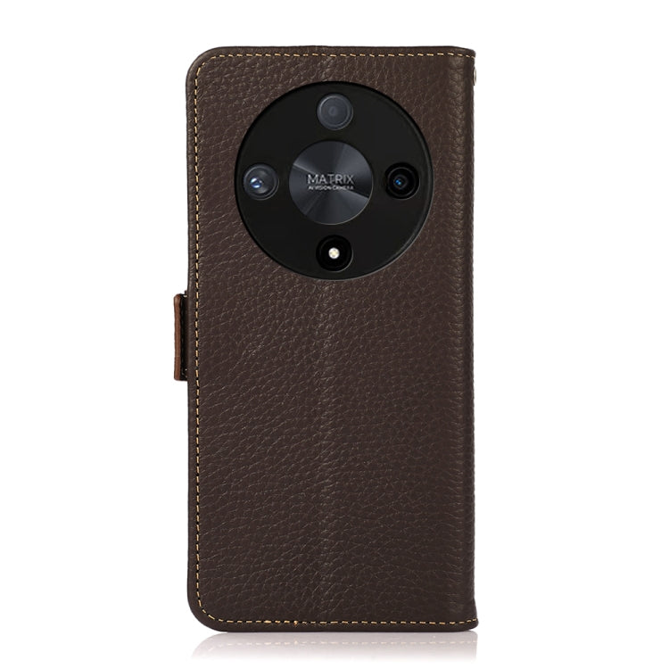 For Honor X9B KHAZNEH Side-Magnetic Litchi Genuine Leather RFID Phone Case(Brown) - Honor Cases by PMC TechLife | Online Shopping South Africa | PMC TechLife | Buy Now Pay Later Mobicred