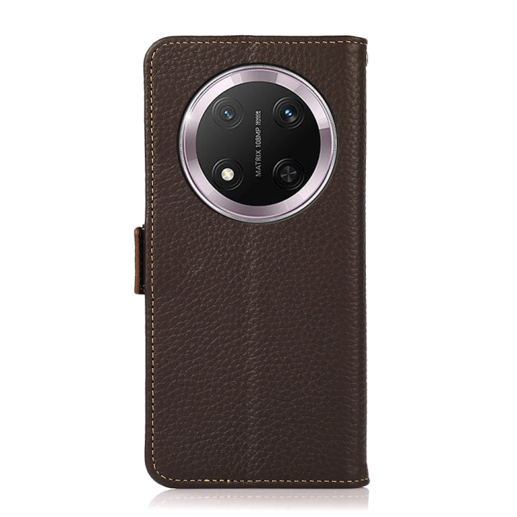 For Honor X9c KHAZNEH Side-Magnetic Litchi Genuine Leather RFID Phone Case(Brown) - Honor Cases by PMC TechLife | Online Shopping South Africa | PMC TechLife | Buy Now Pay Later Mobicred