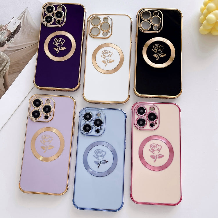For iPhone 15 Pro Electroplate Side Roses Flower MagSafe Phone Case(Dark Purple) - free shipping - PMC TechLife - Order now!