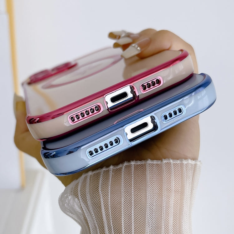 For iPhone 14 Plus Electroplate Side Roses Flower MagSafe Phone Case(Purple) - iPhone 14 Plus Cases by PMC TechLife | Online Shopping South Africa | PMC TechLife