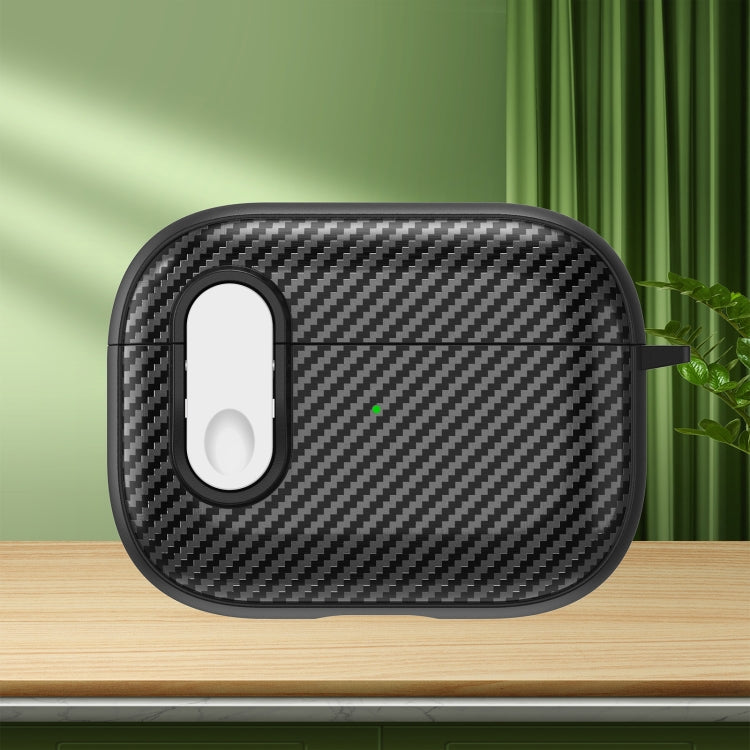 For AirPods Pro 2 Carbon Fiber Texture Wireless Earphones Case with Security Lock(White) - For AirPods Pro 2 by PMC TechLife | Online Shopping South Africa | PMC TechLife