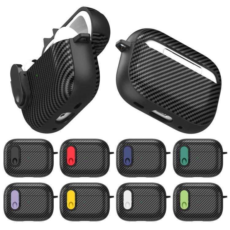 For AirPods Pro 2 Carbon Fiber Texture Wireless Earphones Case with Security Lock(Purple) - For AirPods Pro 2 by PMC Jewellery | Online Shopping South Africa | PMC Jewellery | Buy Now Pay Later Mobicred