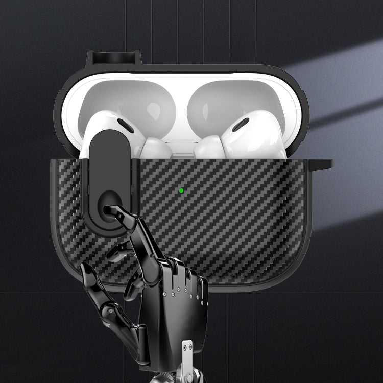 For AirPods 2 / 1 Carbon Fiber Texture Wireless Earphones Case with Security Lock(Red) - For AirPods 1/2 by PMC Jewellery | Online Shopping South Africa | PMC Jewellery | Buy Now Pay Later Mobicred